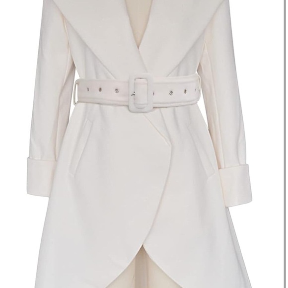 Medium navy blue wool trench coat with shawl collar - Picture 5 of 11